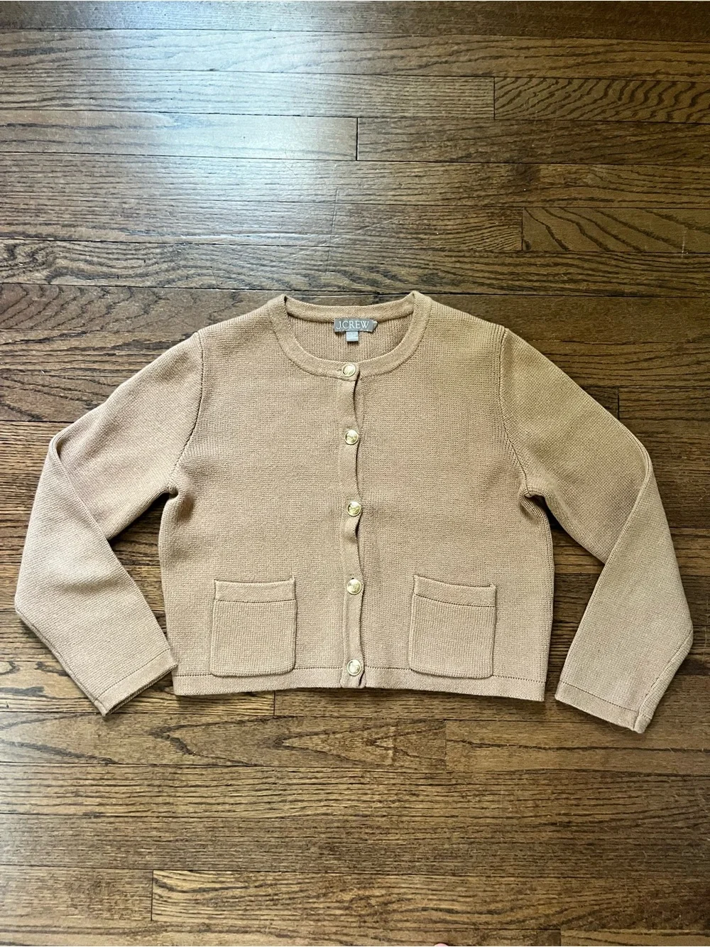 J. Crew Women's Camel Knit Button-Front Cardigan